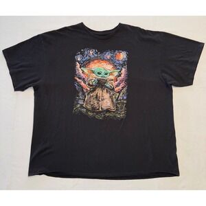Star‎ Wars The Mandalorian Baby Yoda Van Gogh T-Shirt Mens 3XL Black